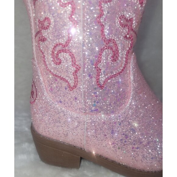 Cowboy Boots Little Kids TODDLER Size US 9 Blush Sparkle Glitter By Pawz NEW - Picture 4 of 9
